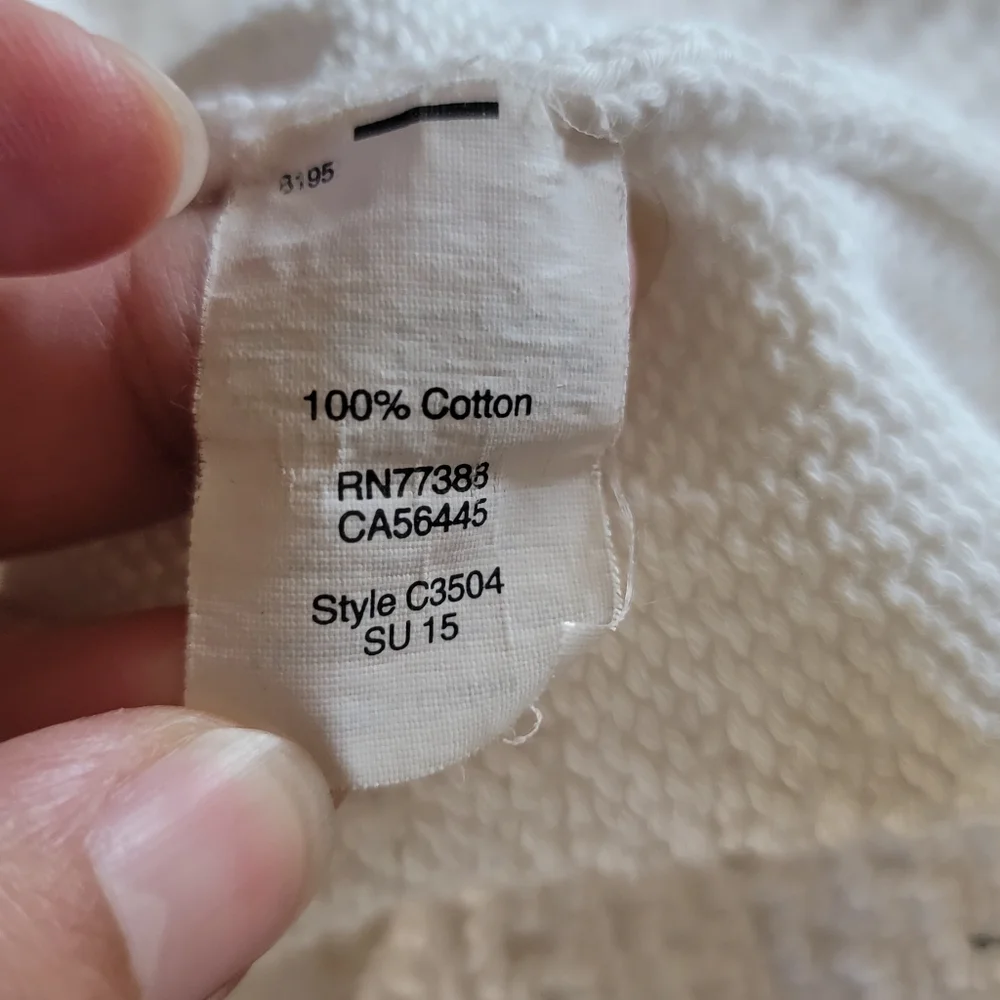 J. Crew 100% Cotton‎ Open Thick Knit Crochet Crew Neck Large Ivory Off-white